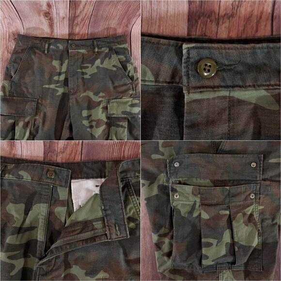 *Flaw* Levis Mens 36 Woodland Camouflage Camo Cargo Shorts Heavy Canvas Cotton - Picture 8 of 15